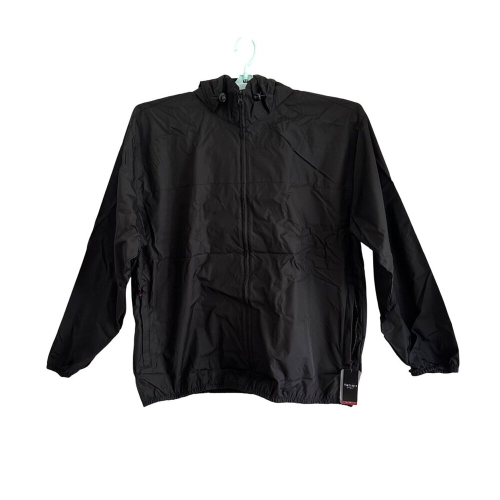 Van Heusen Sport Packable Hooded Windbreaker Jacket XXL Black Gorpcore Outdoor